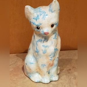Vintage ceramic decoupage cat